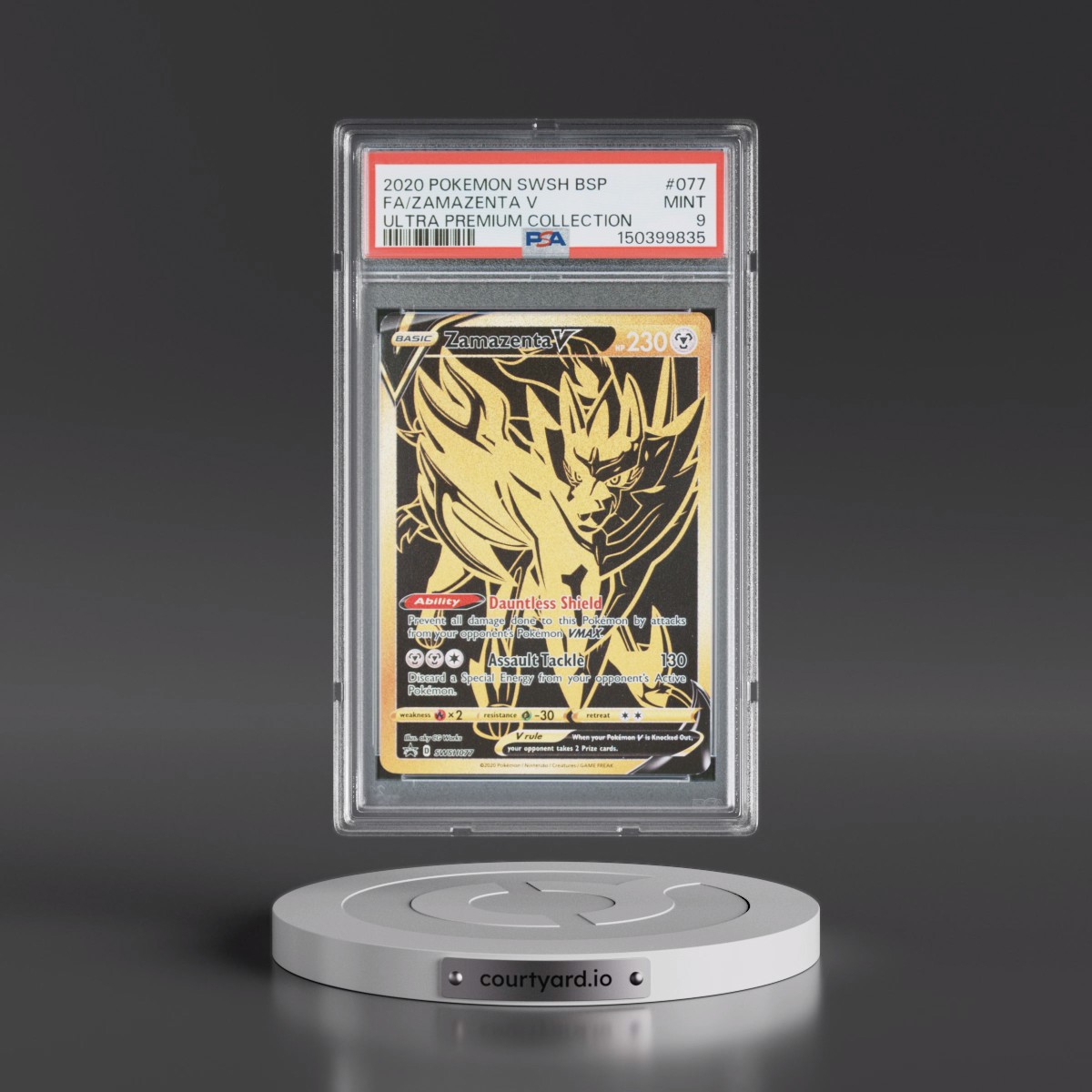 2020 Pokémon Swsh Black Star Promo #077 Zamazenta V - Holo Full Art Ultra Premium Collection (PSA 9 MINT)