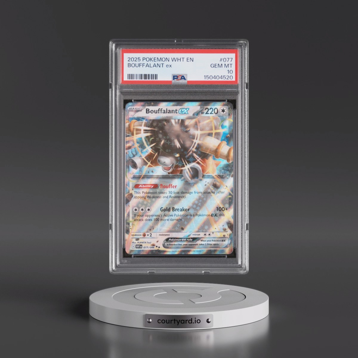 2025 Pokémon Wht EN-White Flare #077 Bouffalant EX - Holo (PSA 10 GEM MINT)