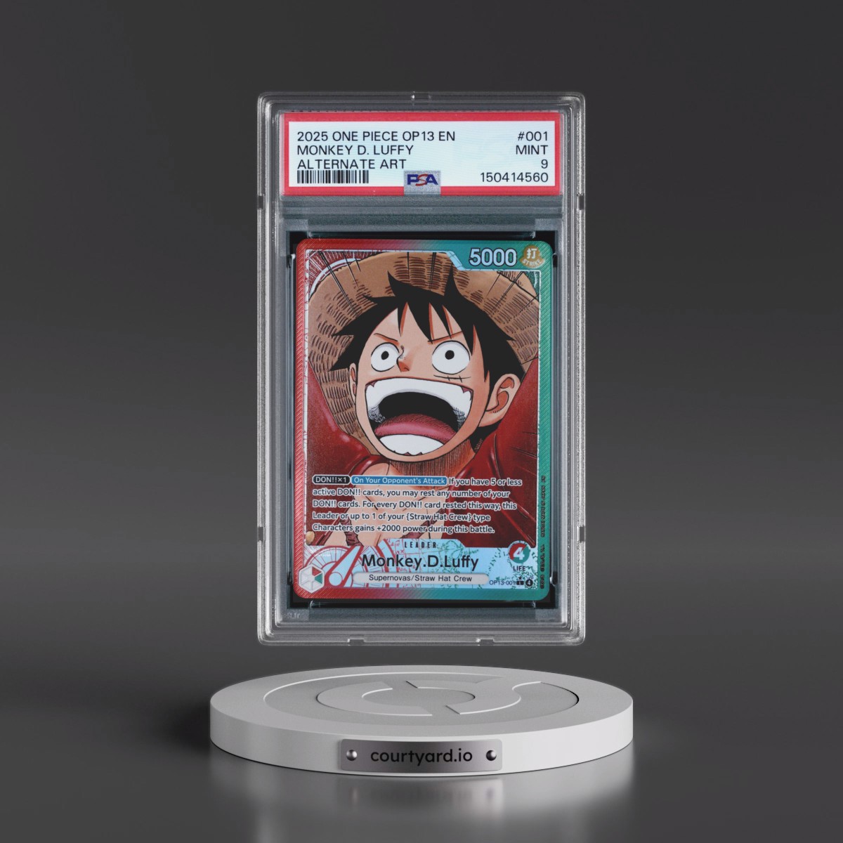2025 One Piece OP13-Carrying on His Will #001 Monkey D. Luffy - Alternate Art (PSA 9 MINT)
