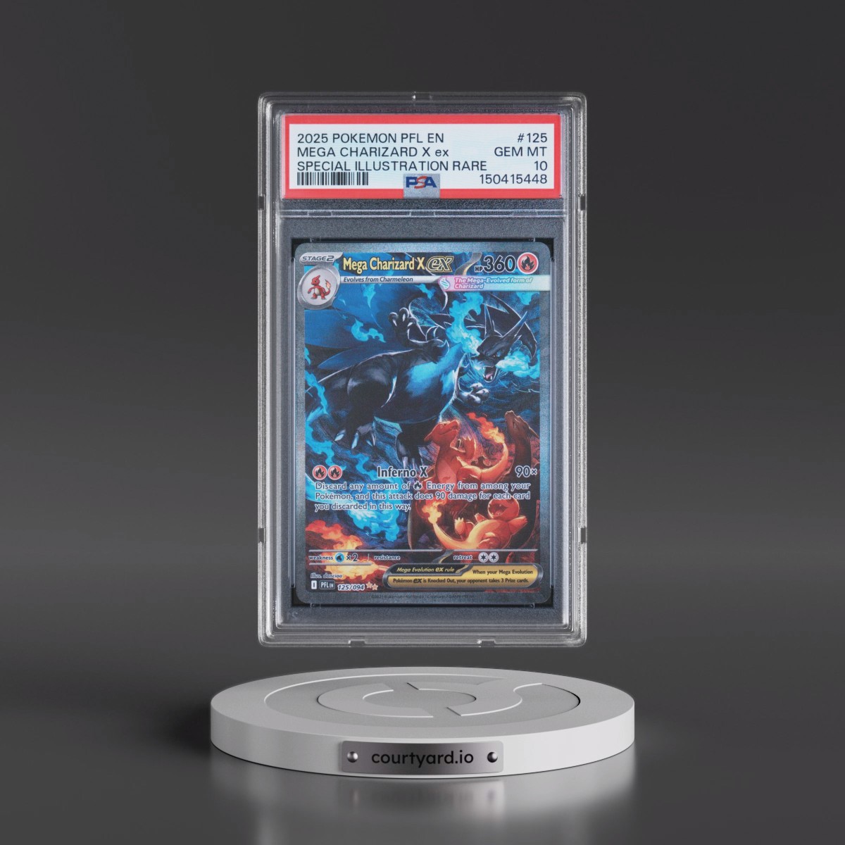 2025 Pokémon Pfl EN-Phantasmal Flames #125 Mega Charizard X EX - Holo Special Illustration Rare (PSA 10 GEM MINT) - Photo