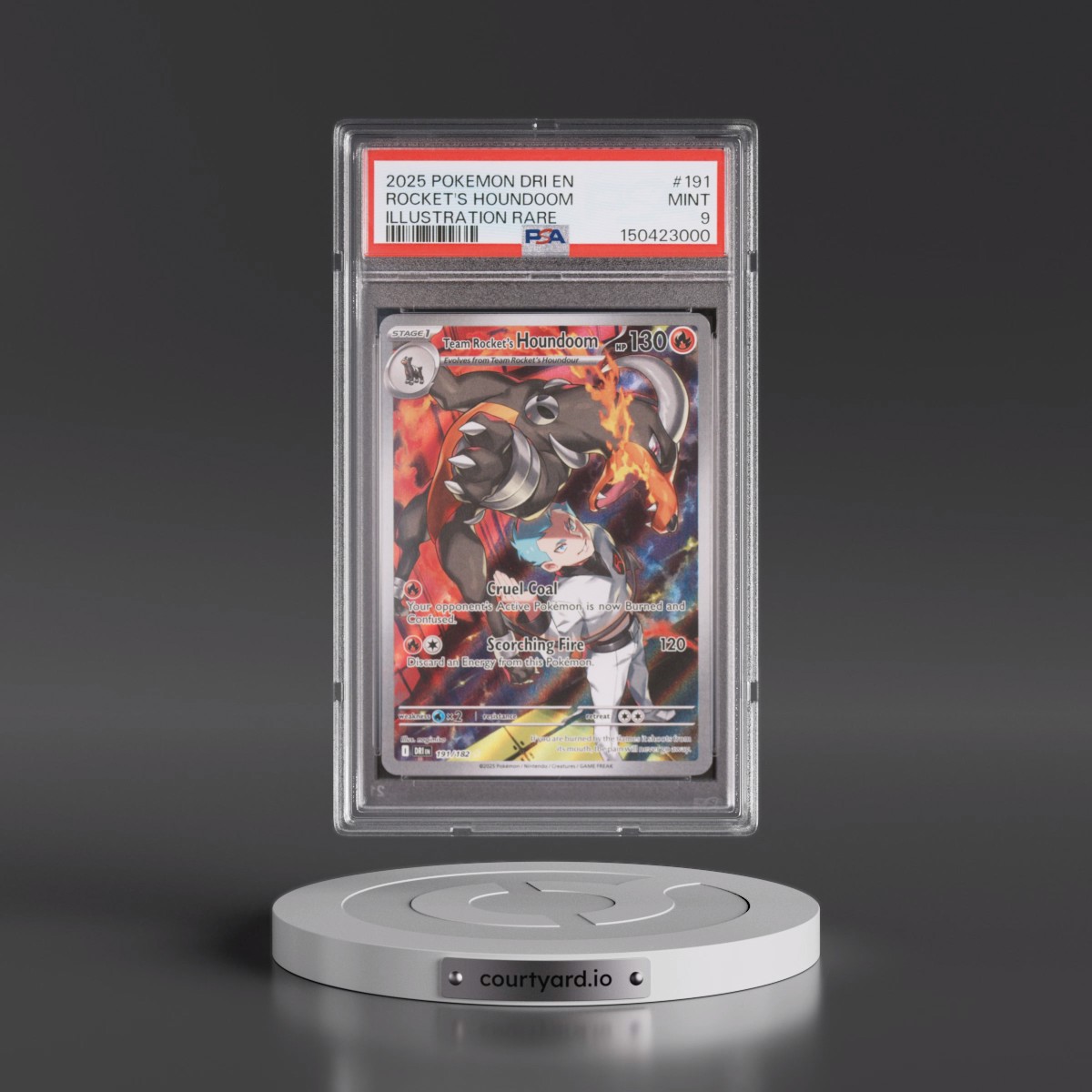 2025 Pokémon Dri EN-Destined Rivals #191 Team Rocket's Houndoom - Illustration Rare (PSA 9 MINT)