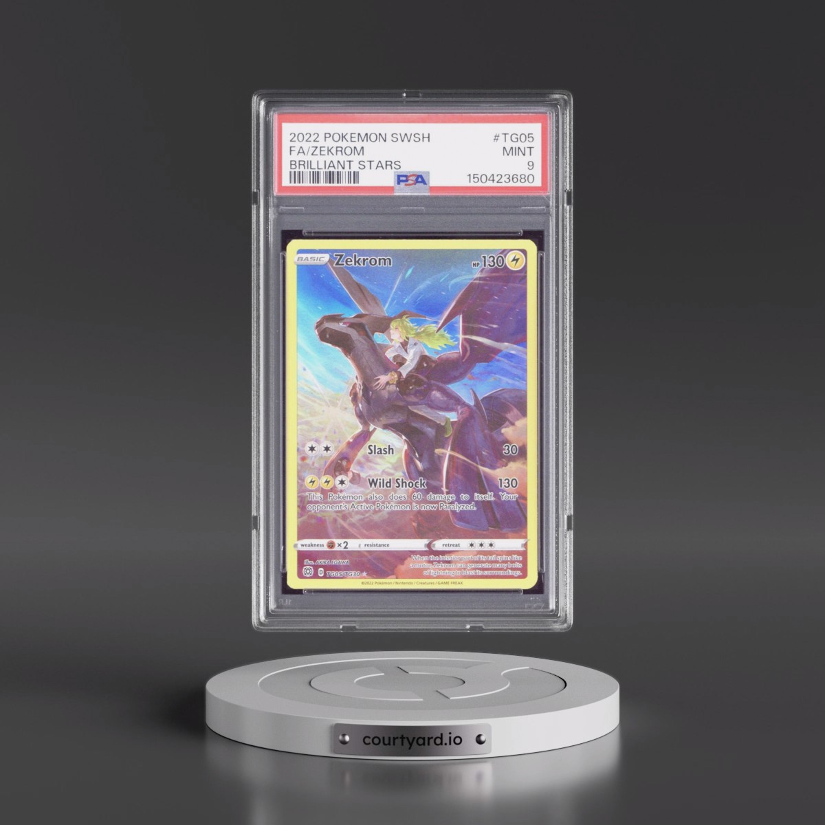 2022 Pokémon Sword & Shield Brilliant Stars #TG05 Zekrom - Full Art (PSA 9 MINT)