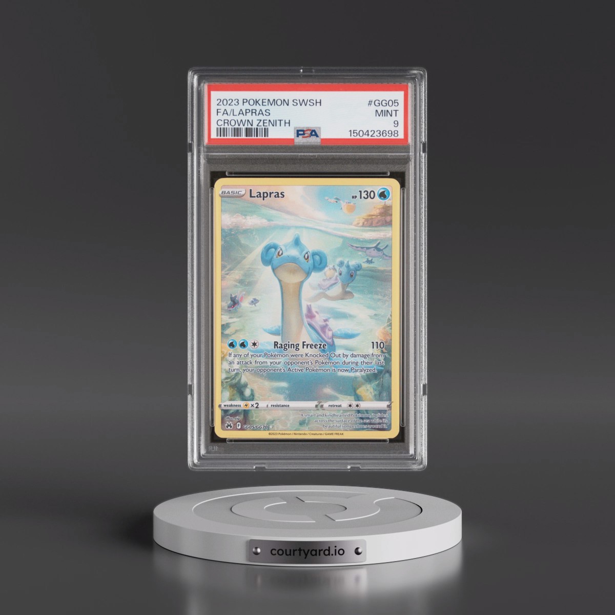 2023 Pokémon Sword and Shield Crown Zenith #GG05 Lapras - Full Art (PSA 9 MINT)
