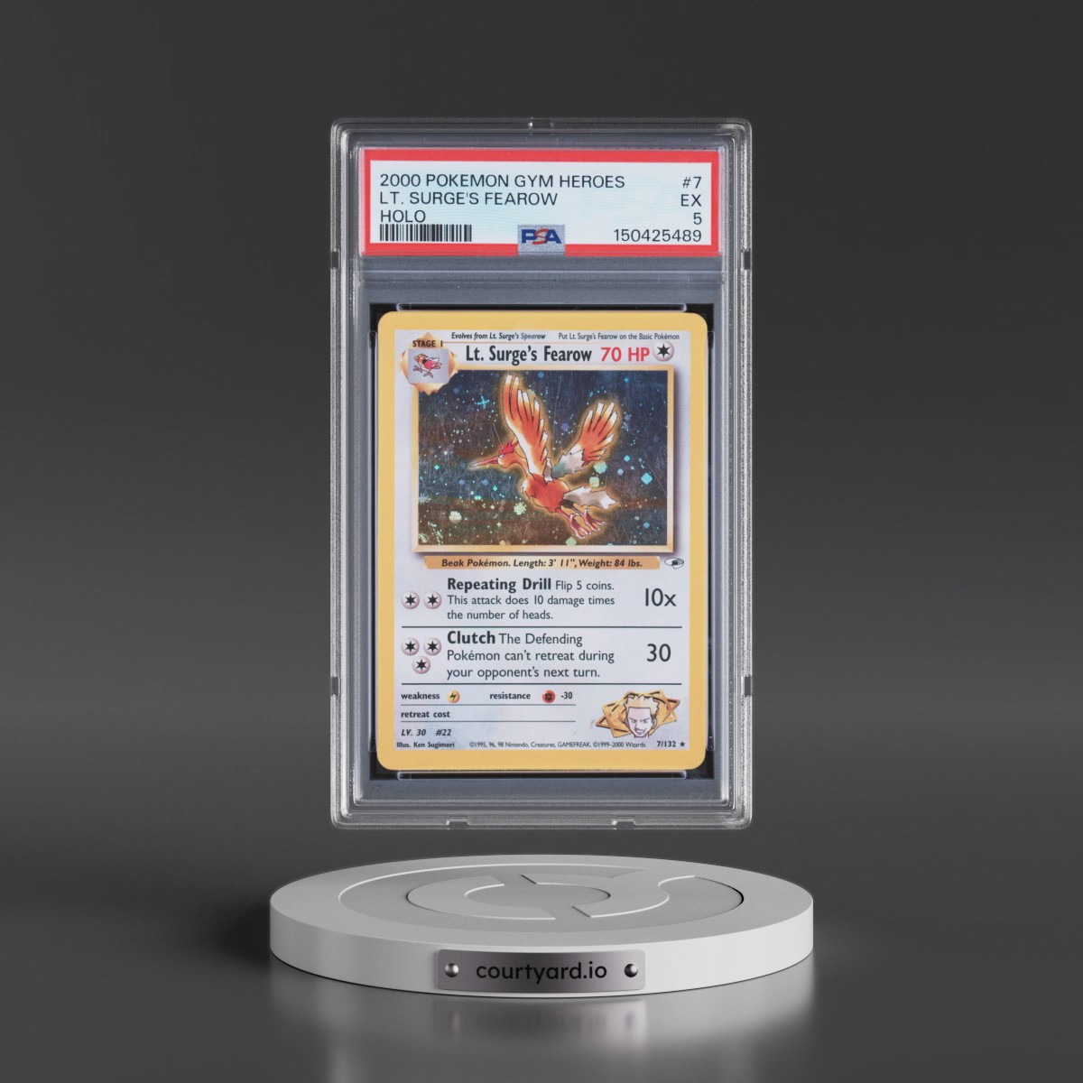 2000 Pokémon Gym Heroes #7 LT. Surge's Fearow - Holo (PSA 5 EX)