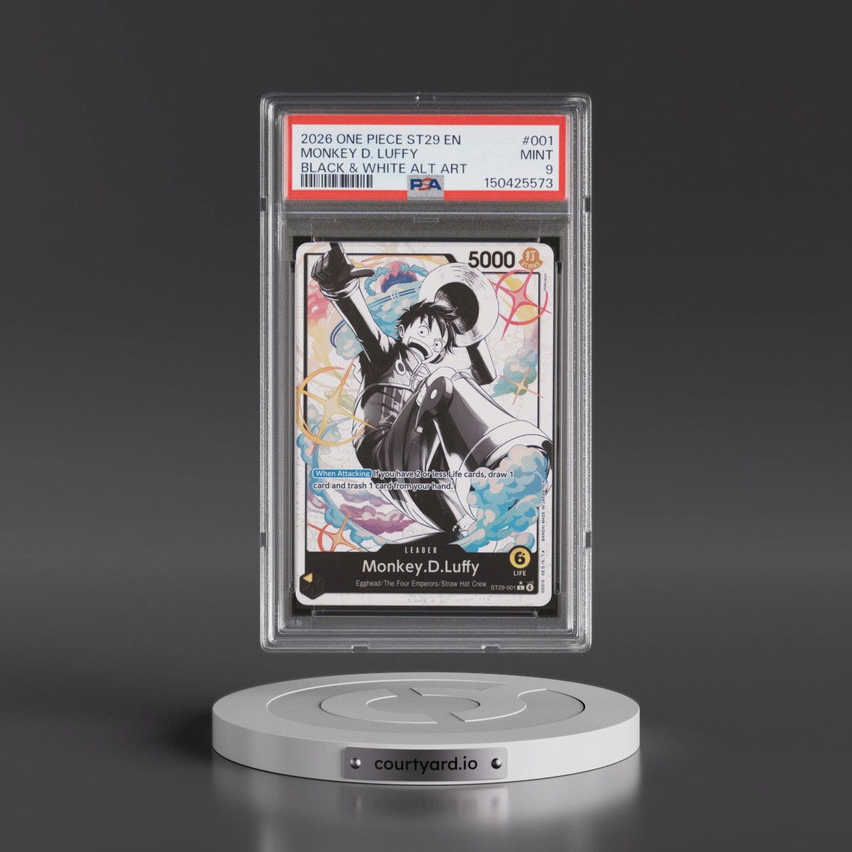 2026 One Piece Starter Deck ST29-Egghead #001 Monkey D. Luffy - Black & White Alternate Art (PSA 9 MINT)