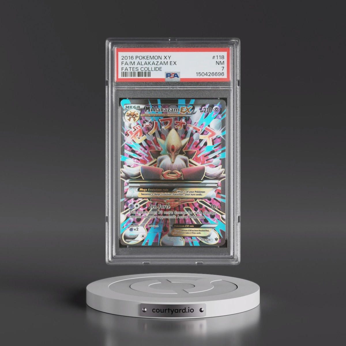 2016 Pokémon XY Fates Collide #118 M Alakazam EX - Holo Full Art (PSA 7 NM)