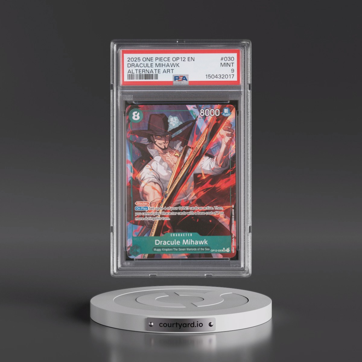 2025 One Piece OP12-Legacy of the Master #030 Dracule Mihawk - Alternate Art (PSA 9 MINT)
