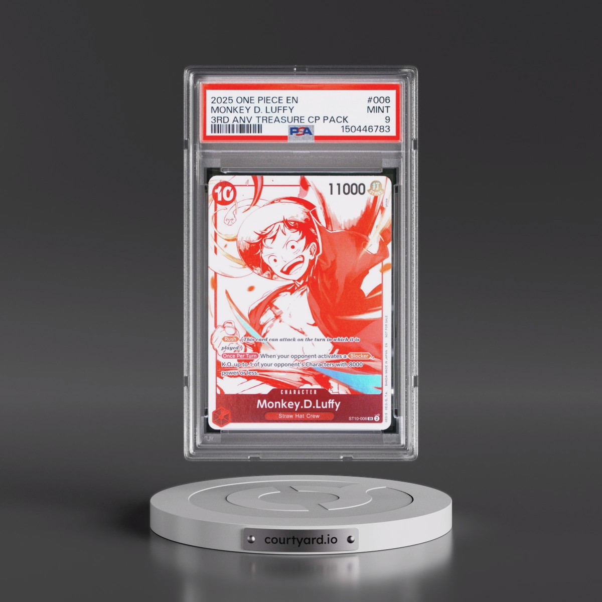 2025 One Piece 3rd Anniversary! One Piece Card Treasure Campaign Pack #006 Monkey D. Luffy (PSA 9 MINT)