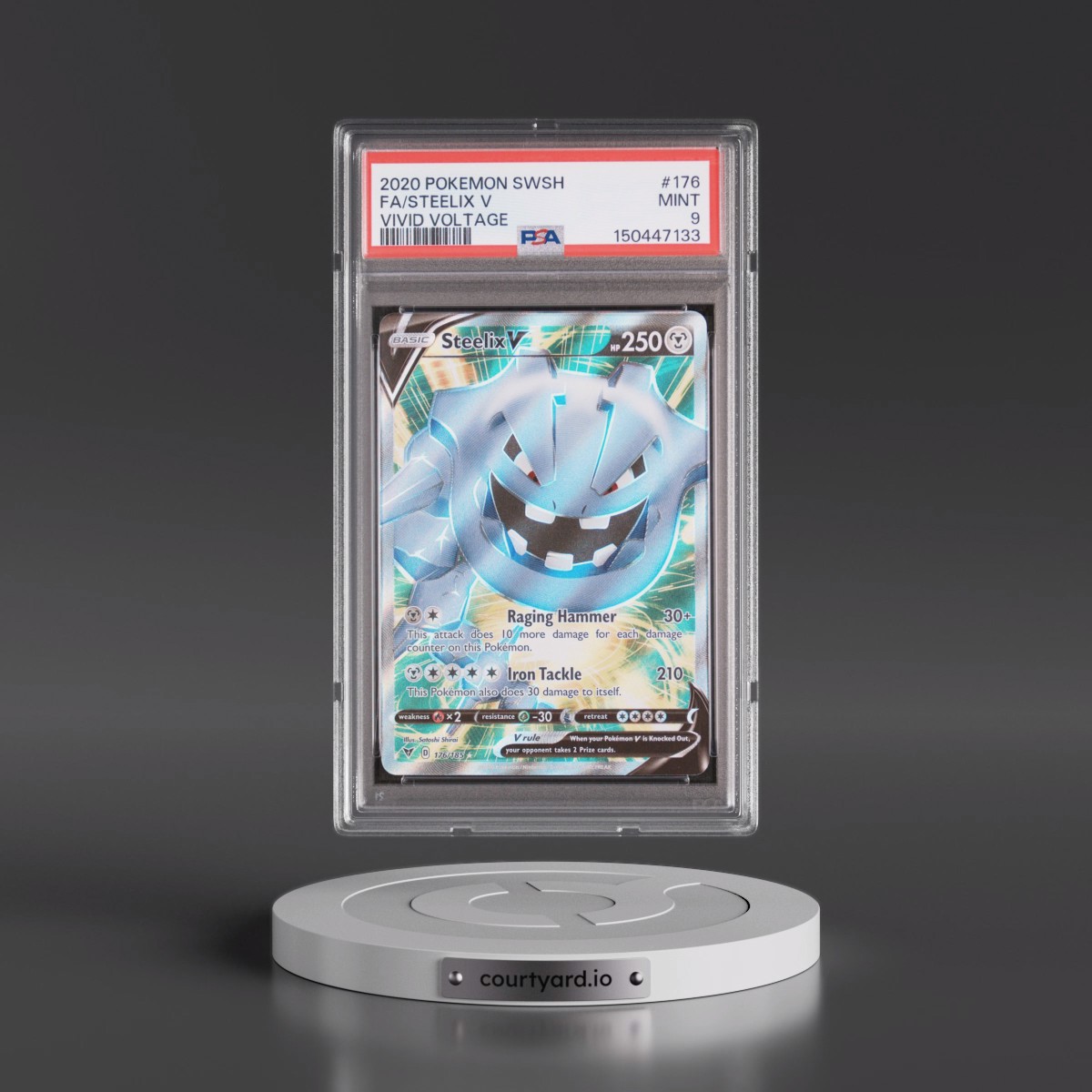 2020 Pokémon Sword & Shield Vivid Voltage #176 Steelix V - Holo Full Art (PSA 9 MINT)