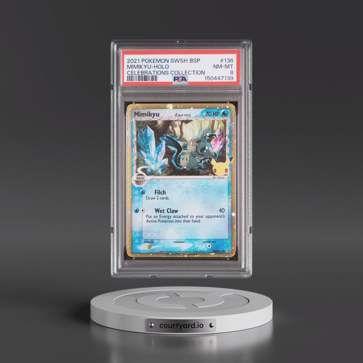 2021 Pokémon Swsh Black Star Promo Mimikyu - Holo Celebrations Collection #136 PSA 8