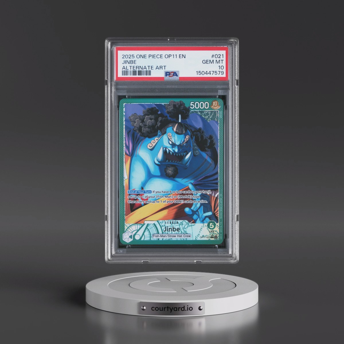 2025 One Piece OP11-A Fist of Divine Speed #021 Jinbe - Alternate Art (PSA 10 GEM MINT)