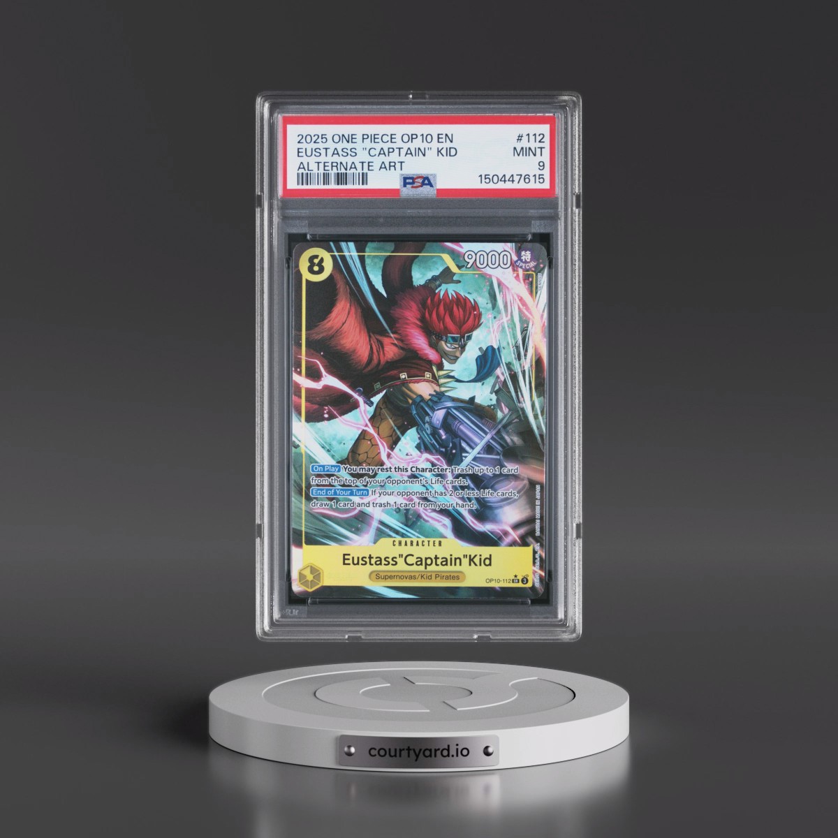 2025 One Piece OP10-Royal Blood #112 Eustass "Captain" Kid - Alternate Art (PSA 9 MINT)