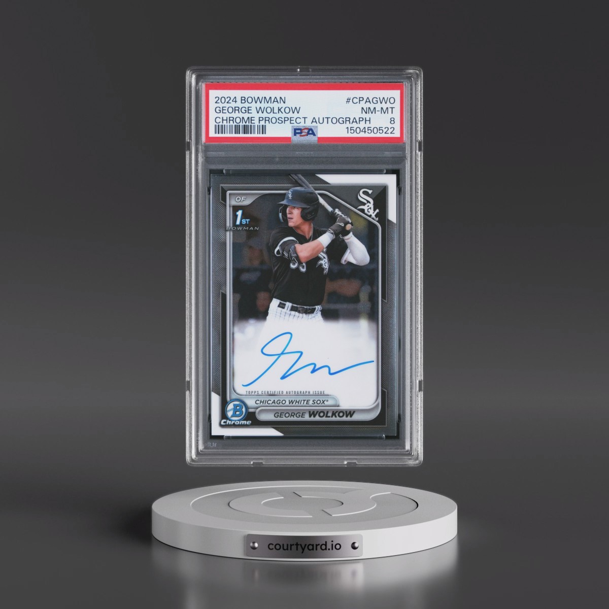 2024 Bowman Chrome Prospect Autographs #CPAGWO George Wolkow (PSA 8 NM-MT)