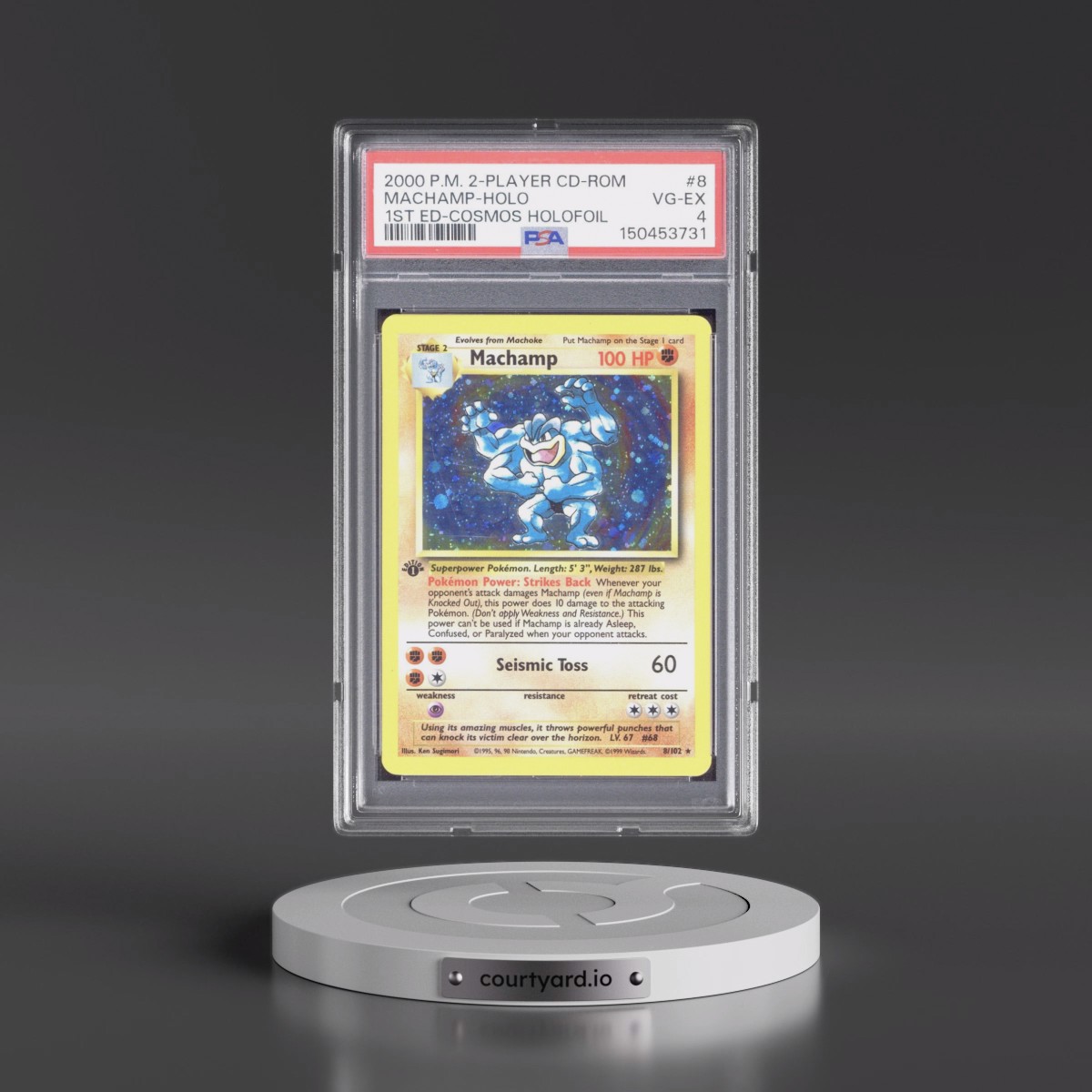 2000 Pokémon 2-Player CD-Rom Starter Set #8 Machamp - 1st Edition Cosmos Holofoil (PSA 4 VG-EX)