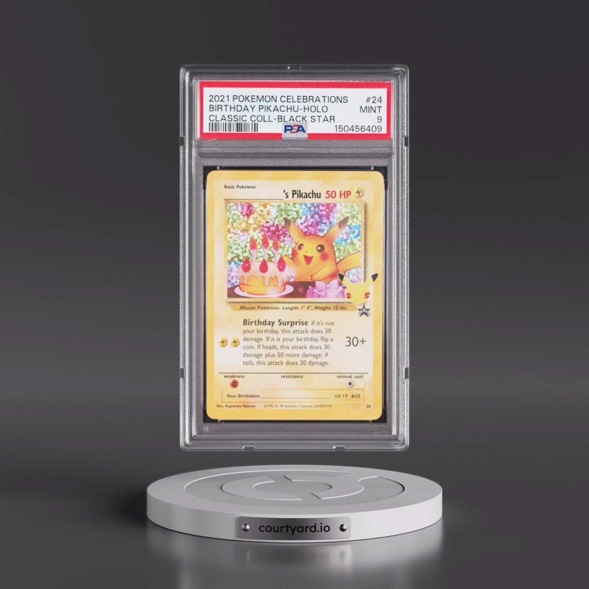 2021 Pokémon Celebrations Classic Collection #24 Birthday Pikachu - Holo (PSA 9 MINT)