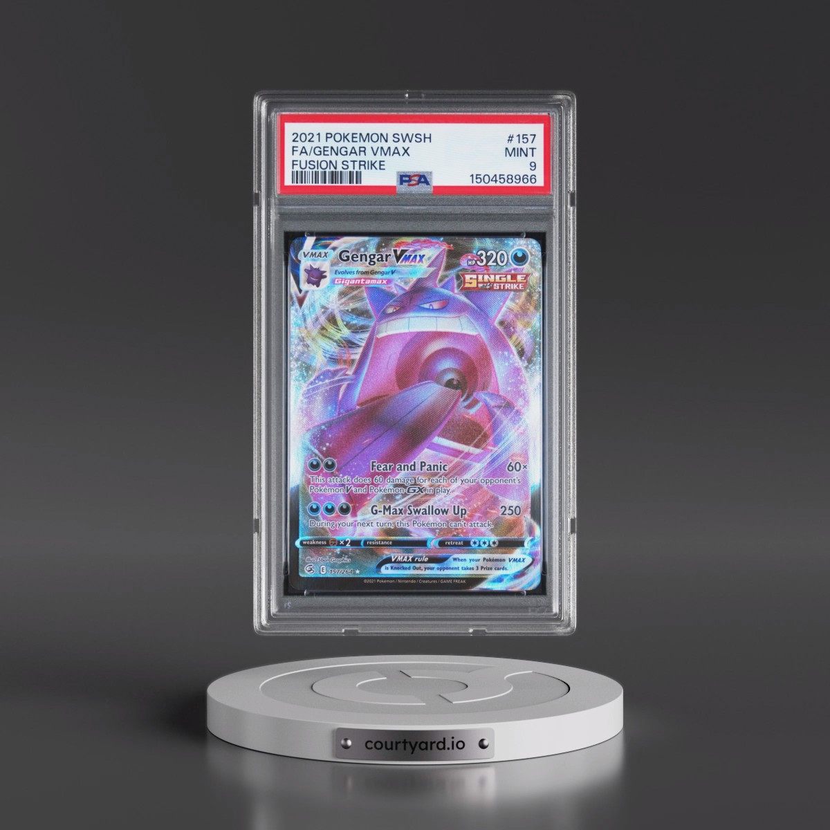 2021 Pokémon Sword & Shield Fusion Strike #157 Gengar Vmax - Full Art (PSA 9 MINT)