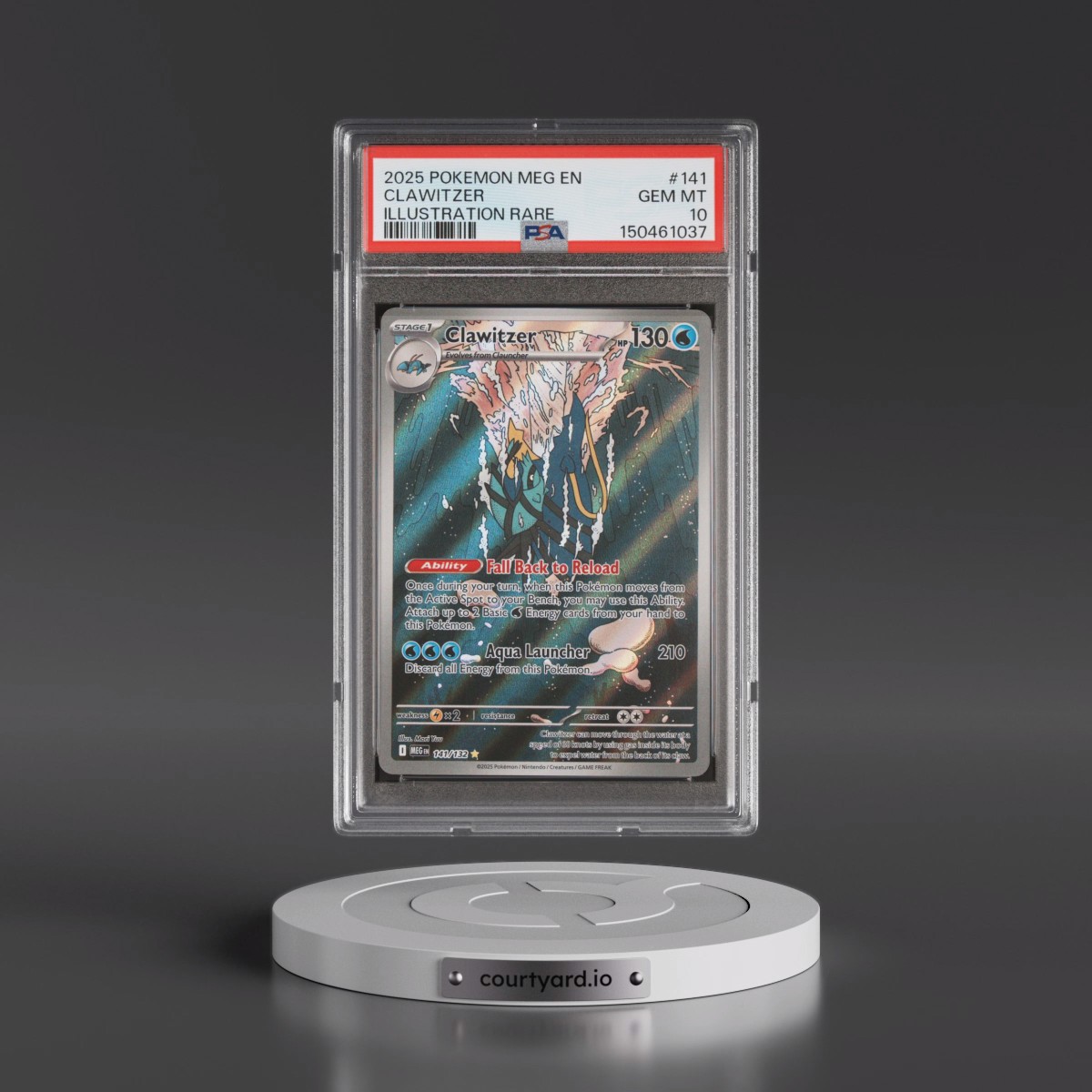 2025 Pokémon Meg EN-Mega Evolution #141 Clawitzer - Illustration Rare (PSA 10 GEM MINT)