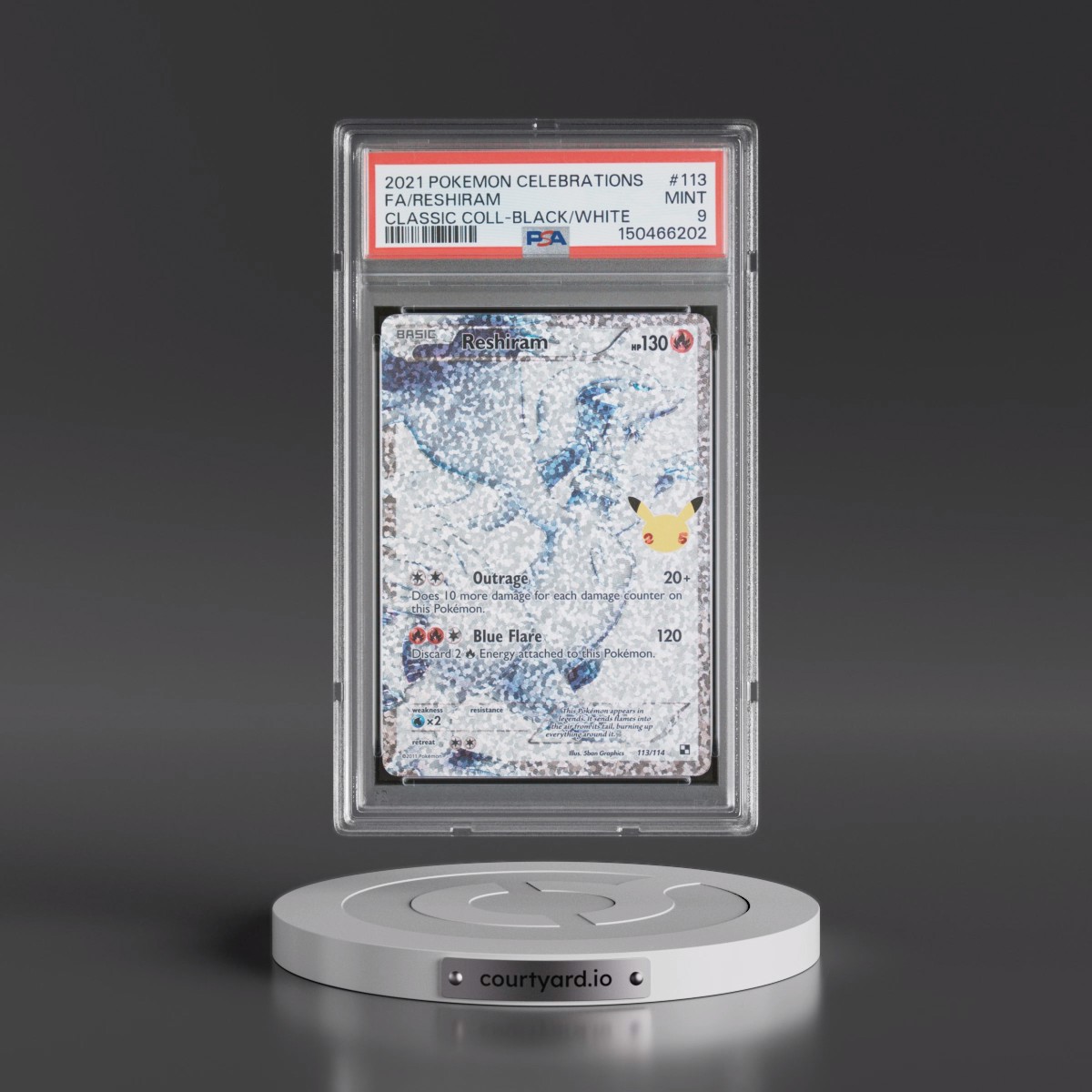 2021 Pokémon Celebrations Classic Collection #113 Reshiram - Full Art (PSA 9 MINT)