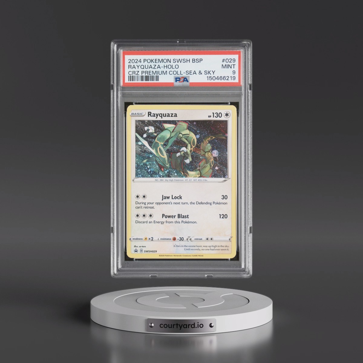 2024 Pokémon Swsh Black Star Promo #029 Rayquaza - Holo Crown Zenith Premium Collection Sea & Sky (PSA 9 MINT)