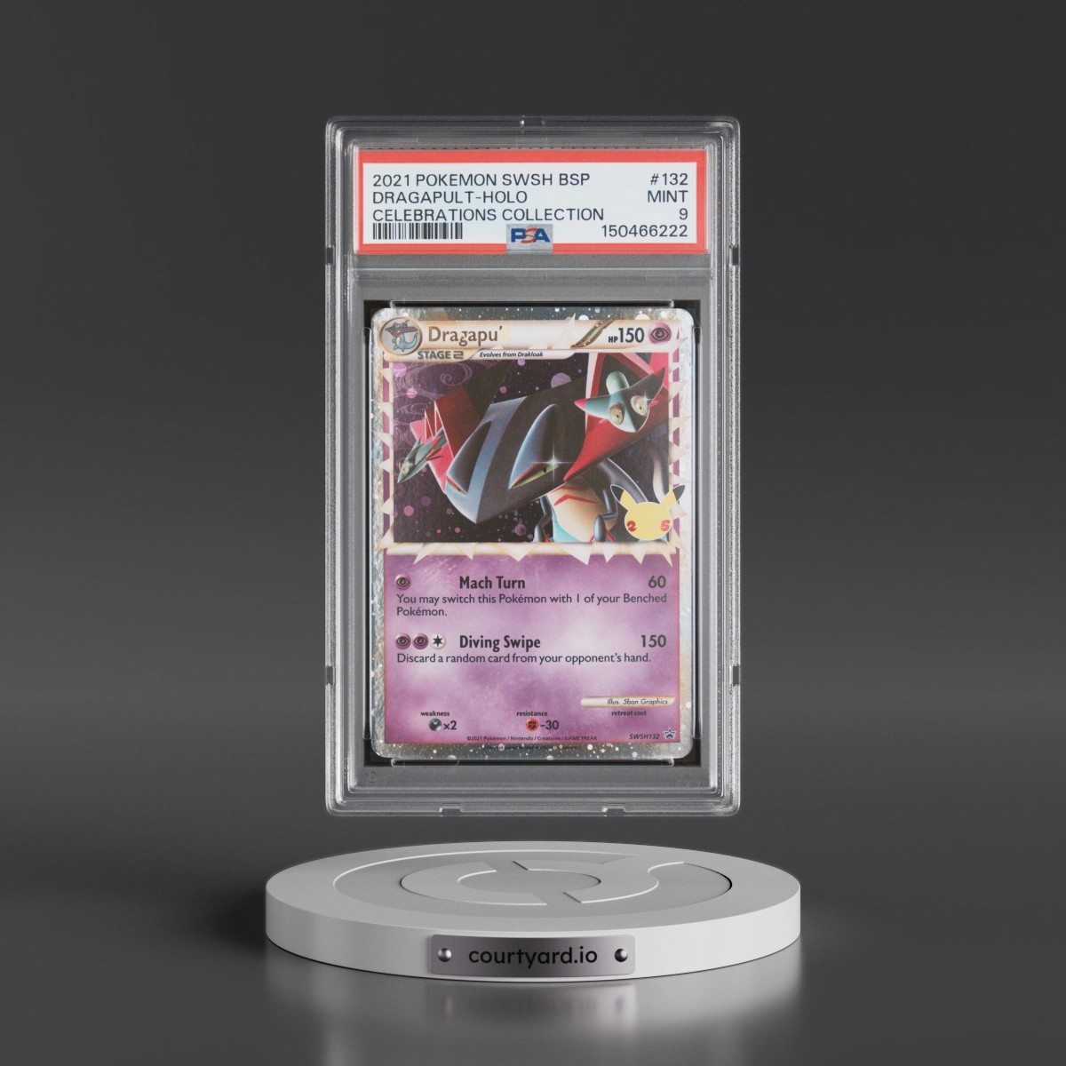 2021 Pokémon Swsh Black Star Promo #132 Dragapult - Holo Celebrations Collection (PSA 9 MINT)