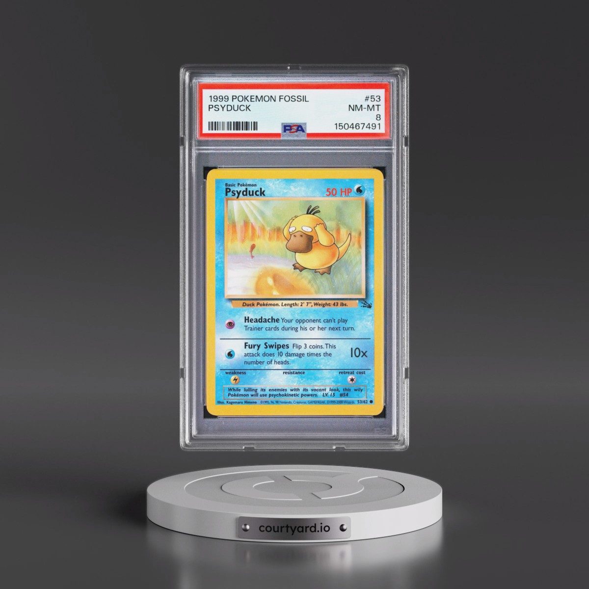 1999 Pokémon Fossil #53 Psyduck (PSA 8 NM-MT)