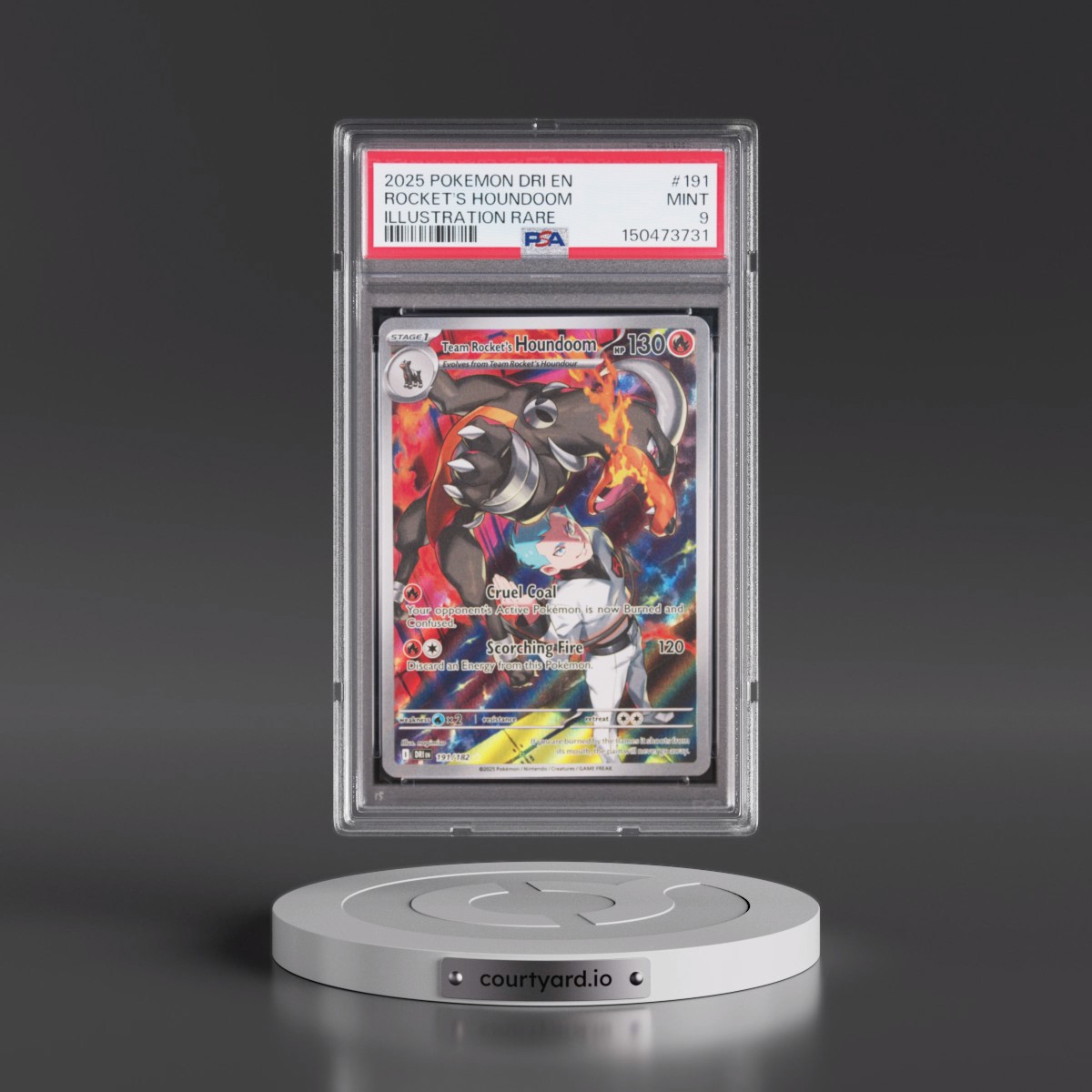 2025 Pokémon Dri EN-Destined Rivals #191 Team Rocket's Houndoom - Illustration Rare (PSA 9 MINT)