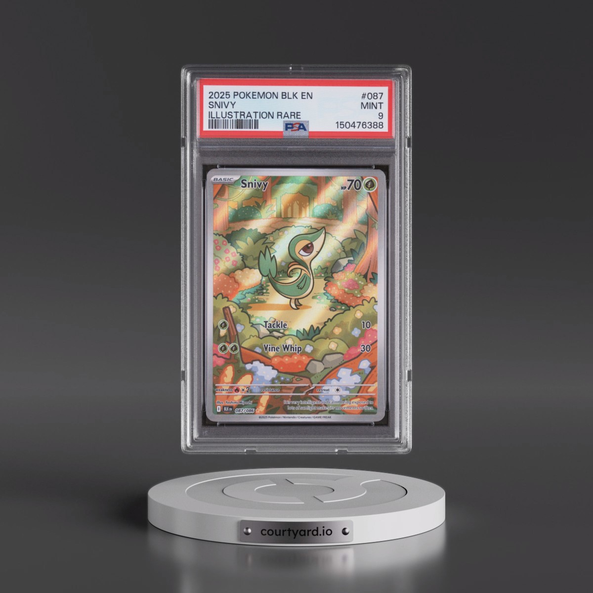 2025 Pokémon Blk EN-Black Bolt #087 Snivy - Illustration Rare (PSA 9 MINT)