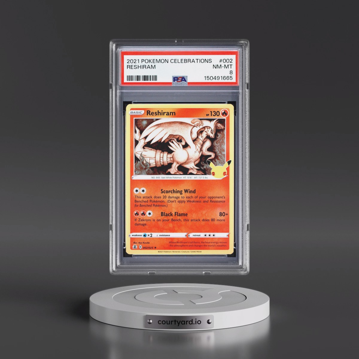 2021 Pokémon Celebrations #002 Reshiram (PSA 8 NM-MT)