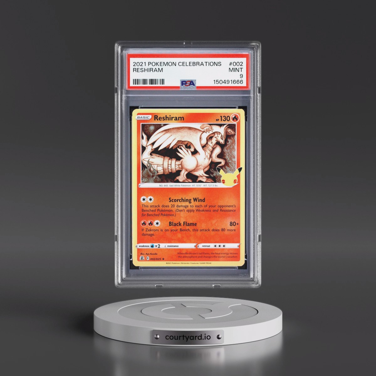 2021 Pokémon Celebrations #002 Reshiram (PSA 9 MINT)