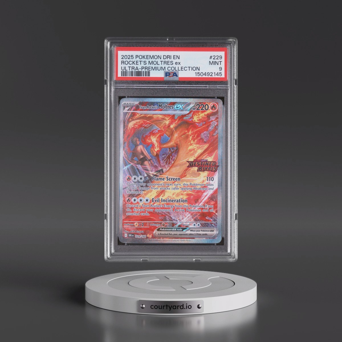 2025 Pokémon Dri EN-Destined Rivals #229 Team Rocket's Moltres EX - Holo Team Rocket's Moltres EX Ultra-Premium Collection (PSA 9 MINT)