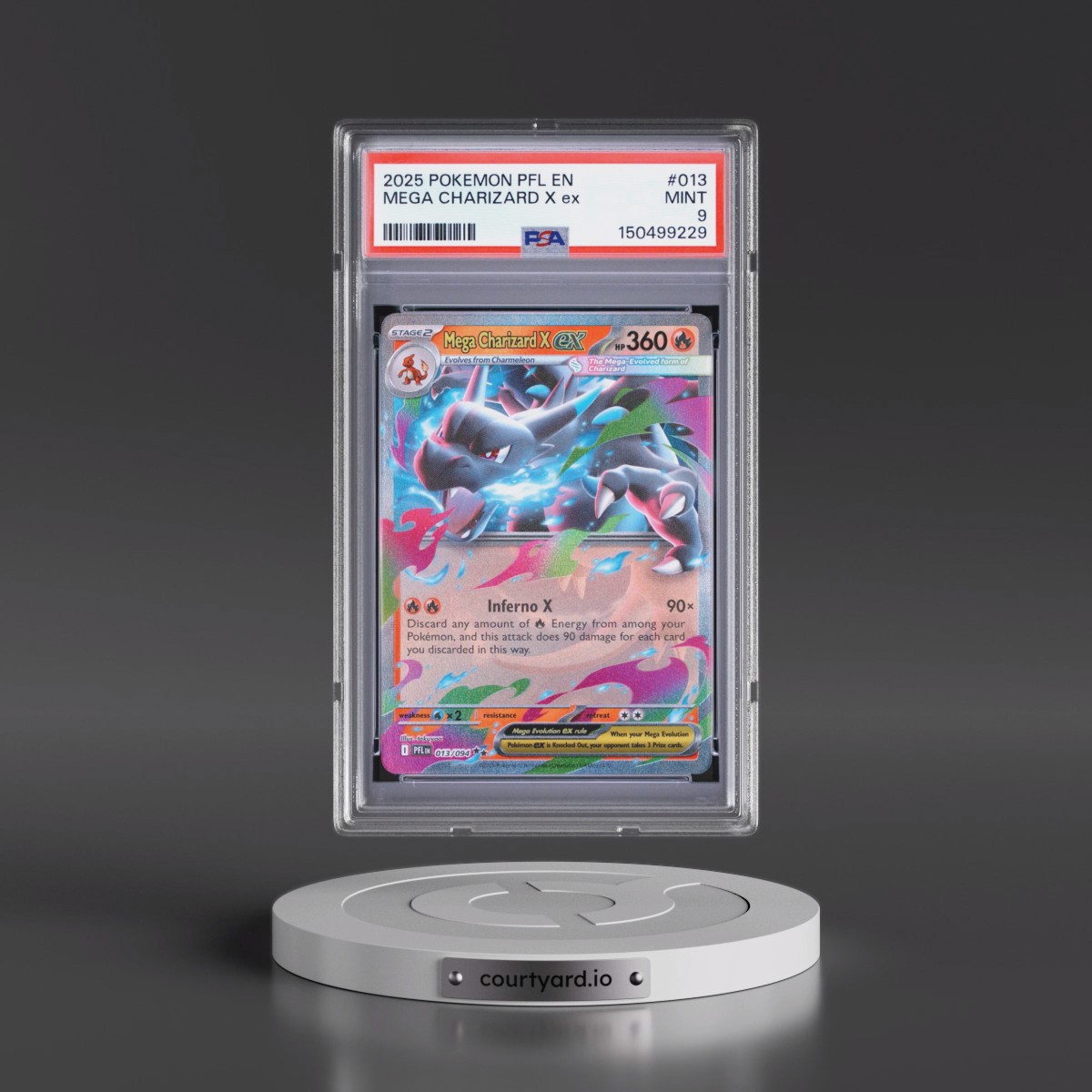 2025 Pokémon Pfl EN-Phantasmal Flames #013 Mega Charizard X EX - Holo (PSA 9 MINT)