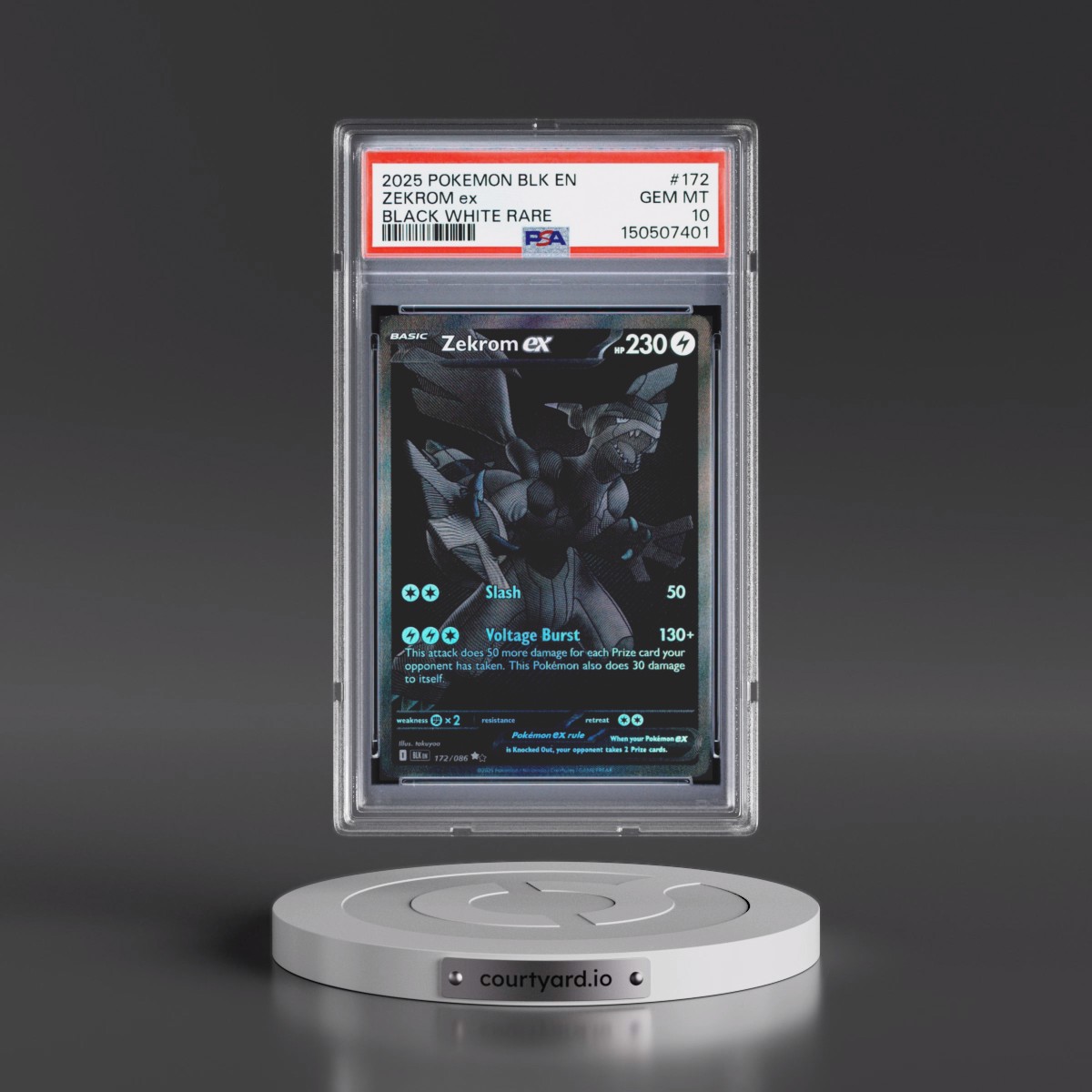 2025 Pokémon Blk EN-Black Bolt Zekrom EX - Holo Black White Rare #172 PSA 10