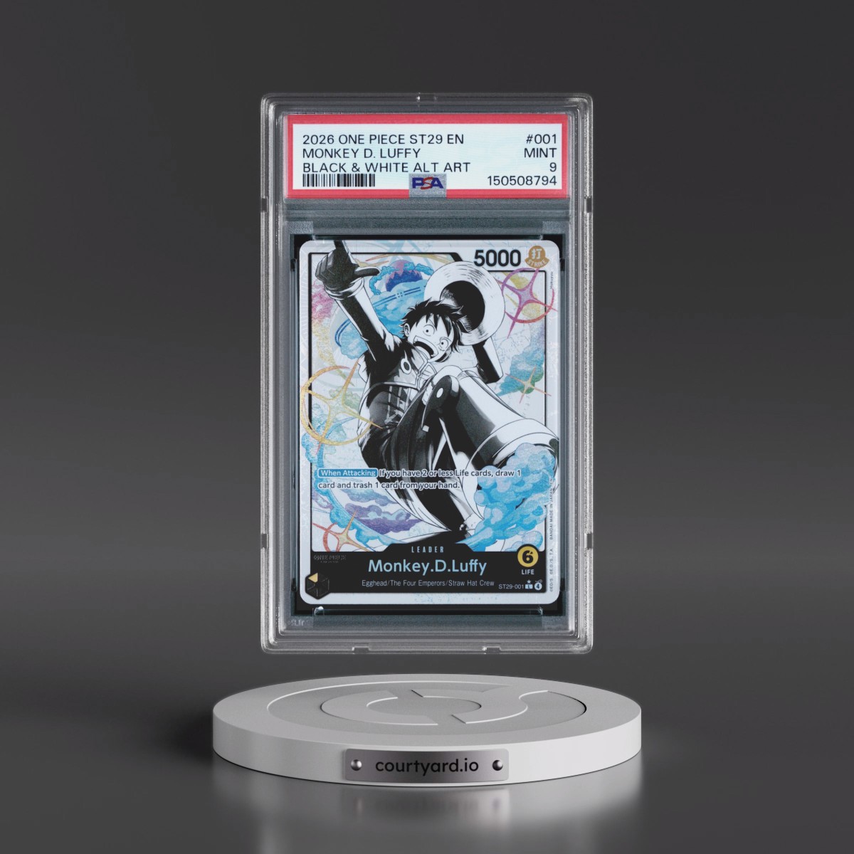 2026 One Piece Starter Deck ST29-Egghead #001 Monkey D. Luffy - Black & White Alternate Art (PSA 9 MINT)