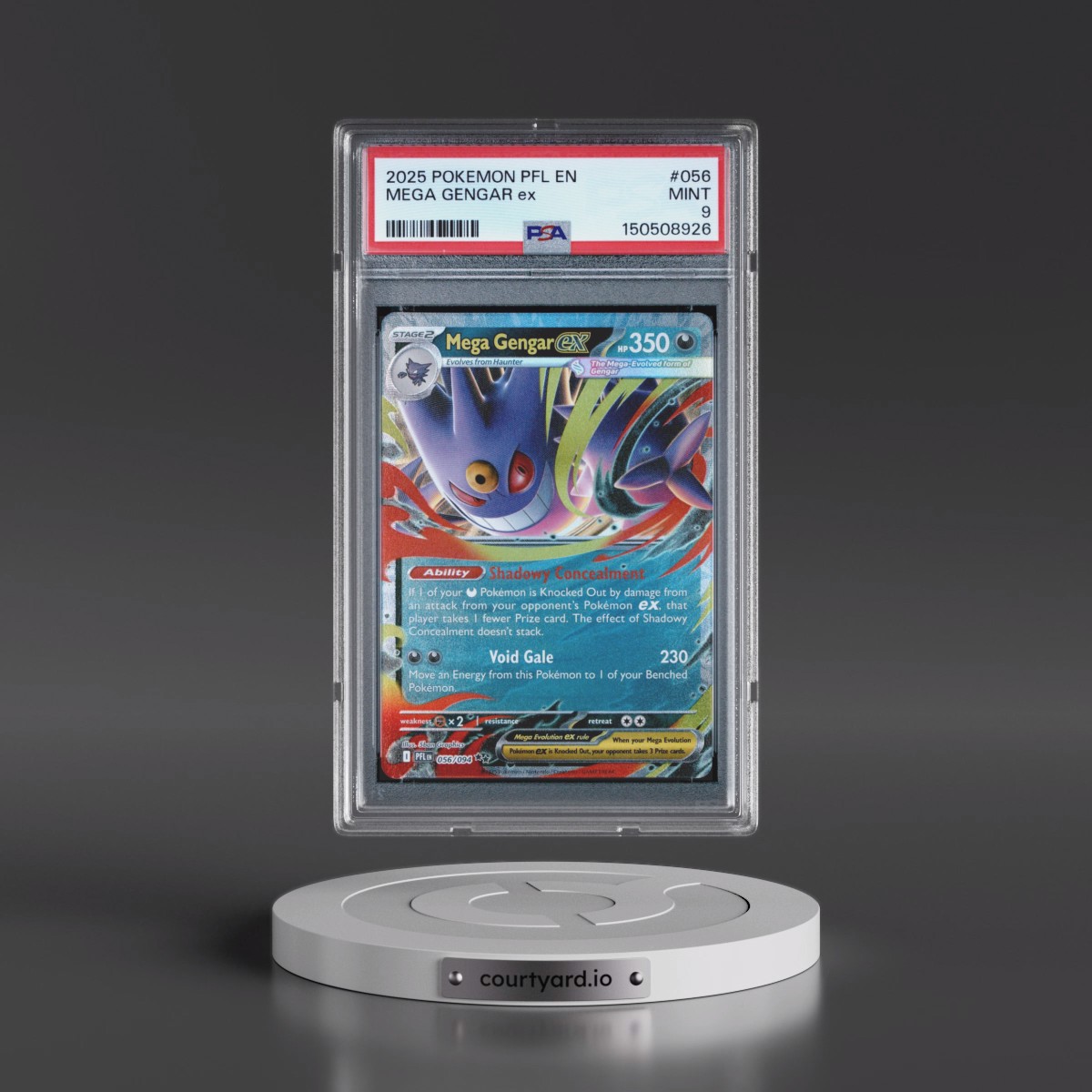 2025 Pokémon Pfl EN-Phantasmal Flames #056 Mega Gengar EX - Holo (PSA 9 MINT)