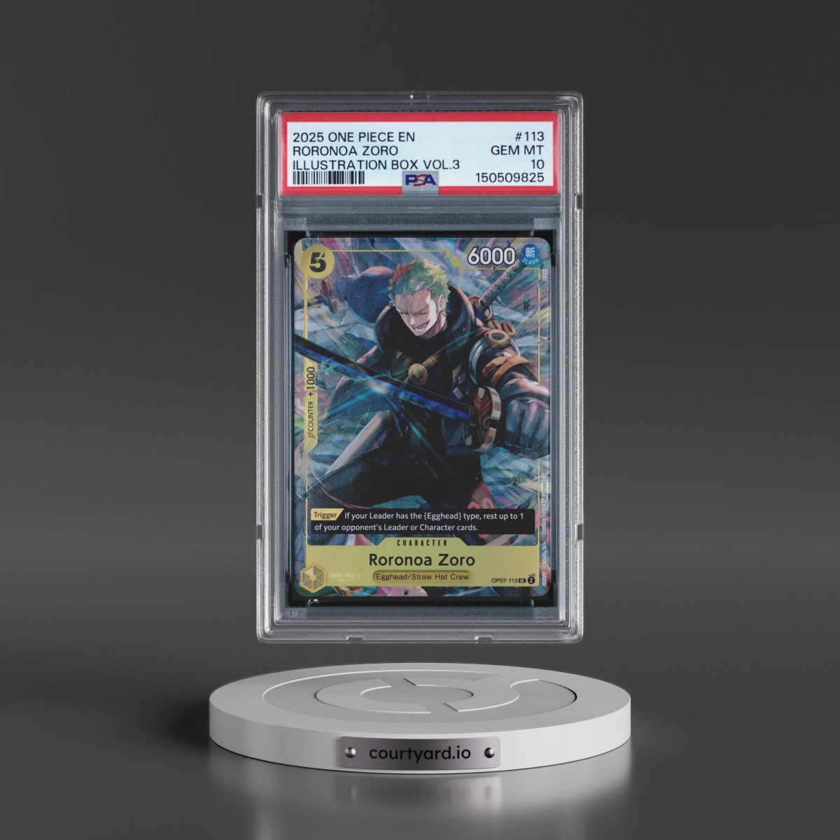 2025 One Piece Promos #113 Roronoa Zoro - Illustration Box Vol.3 (PSA 10 GEM MINT)