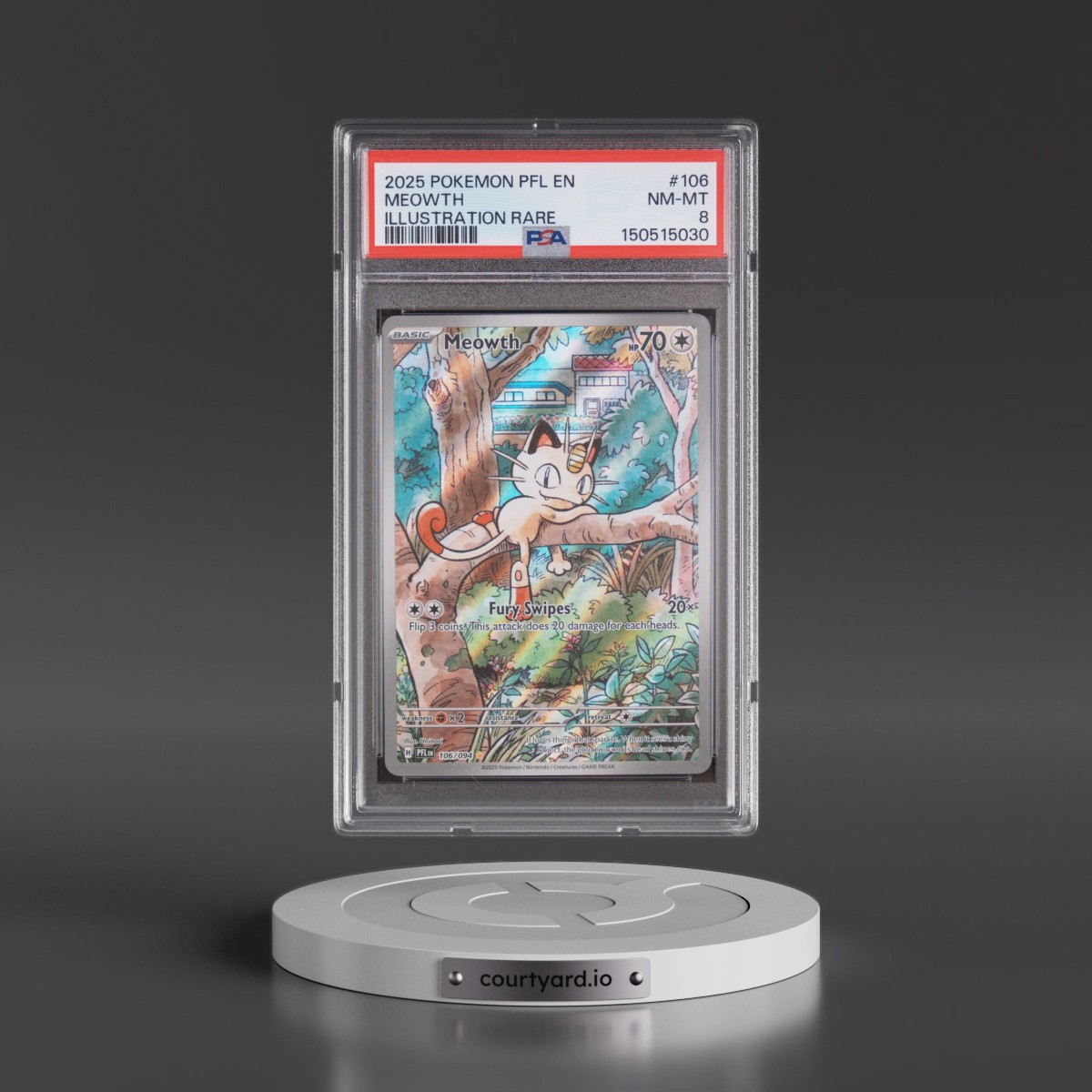 2025 Pokémon Pfl EN-Phantasmal Flames #106 Meowth - Illustration Rare (PSA 8 NM-MT)