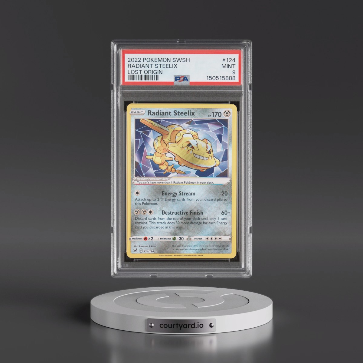 2022 Pokémon Sword & Shield Lost Origin #124 Radiant Steelix - Holo (PSA 9 MINT)