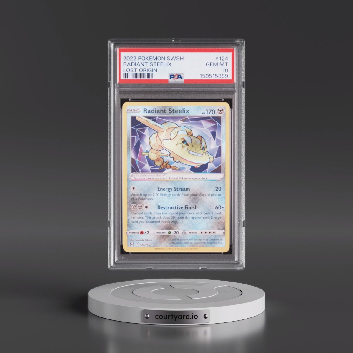 2022 Pokémon Sword & Shield Lost Origin #124 Radiant Steelix - Holo (PSA 10 GEM MINT)