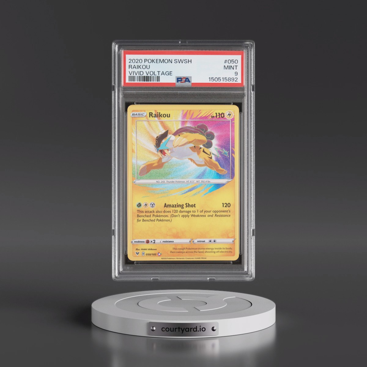 2020 Pokémon Sword & Shield Vivid Voltage #050 Raikou (PSA 9 MINT)