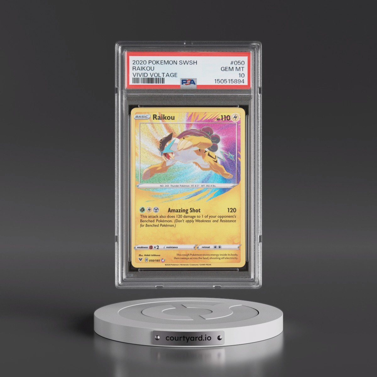 2020 Pokémon Sword & Shield Vivid Voltage #050 Raikou (PSA 10 GEM MINT)