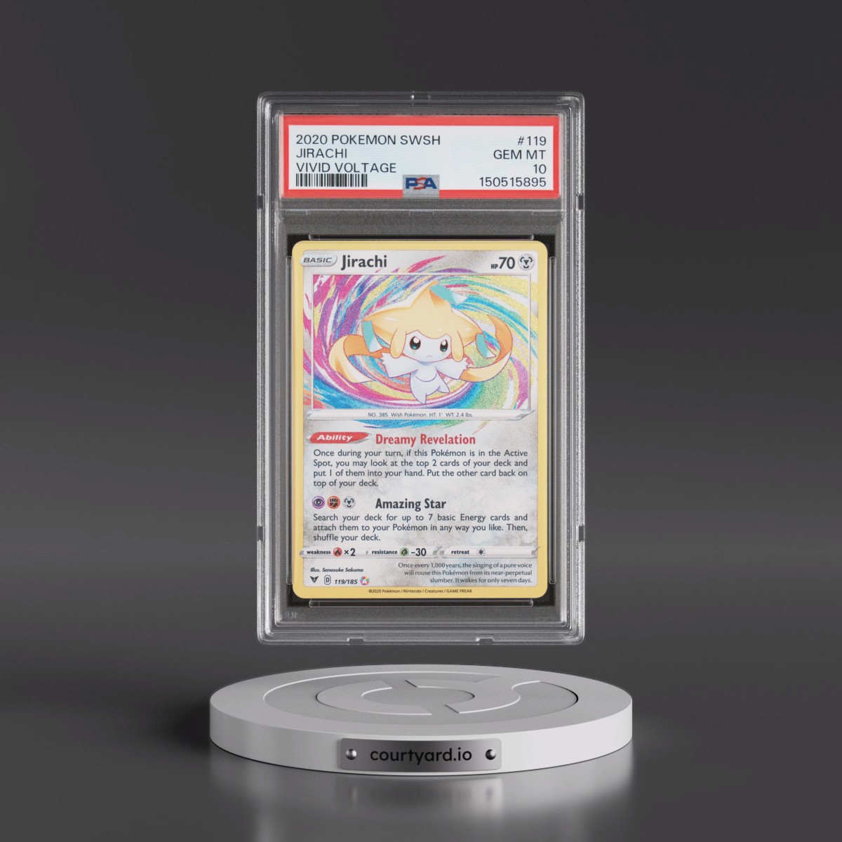 2020 Pokémon Sword & Shield Vivid Voltage #119 Jirachi (PSA 10 GEM MINT)