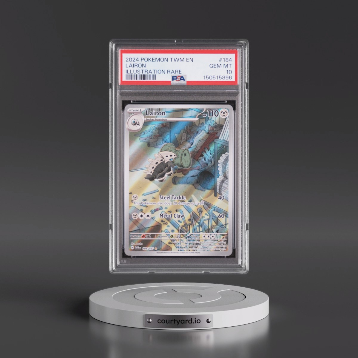2024 Pokémon Twm EN-Twilight Masquerade #184 Lairon - Illustration Rare (PSA 10 GEM MINT)