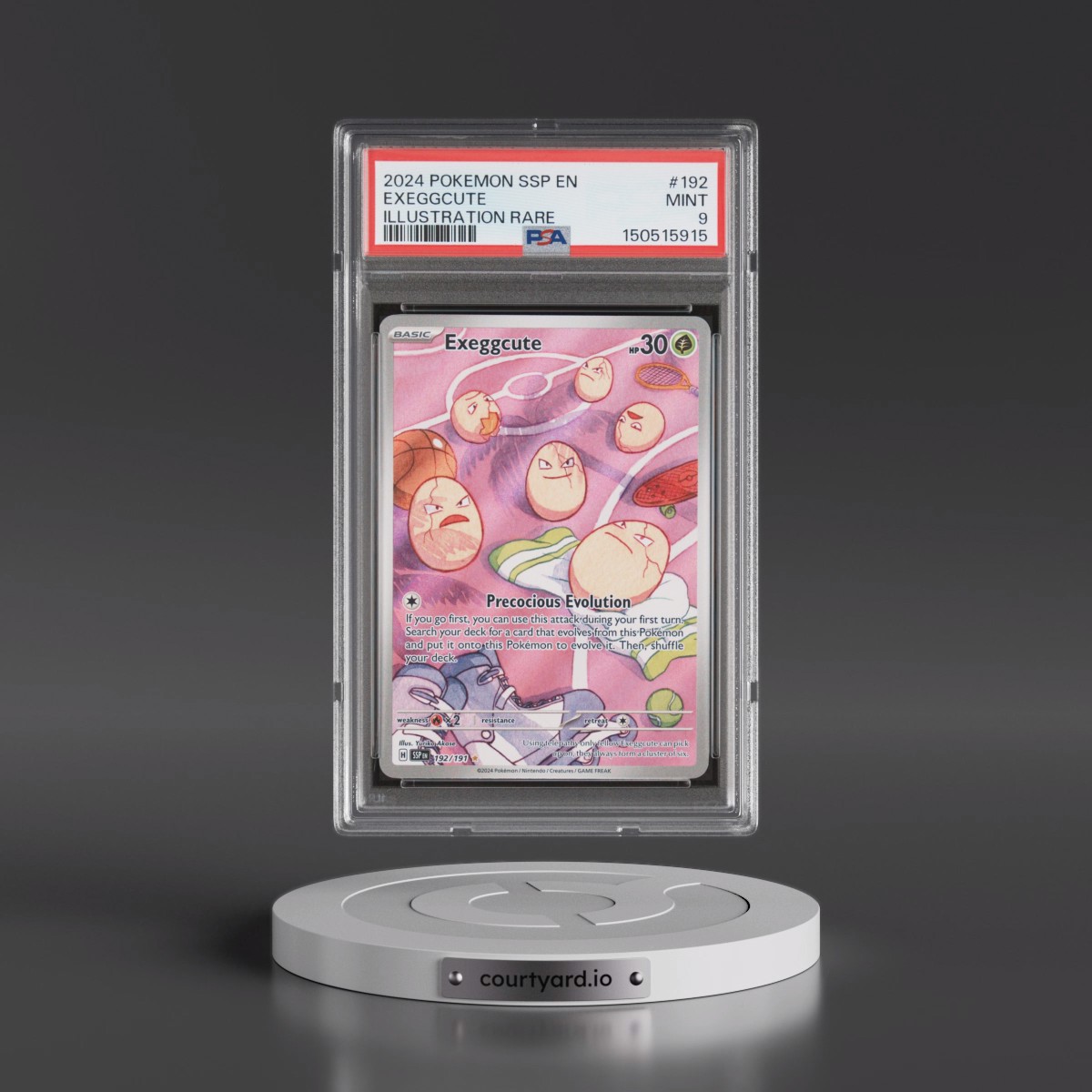 2024 Pokémon Ssp EN-Surging Sparks #192 Exeggcute - Illustration Rare (PSA 9 MINT)