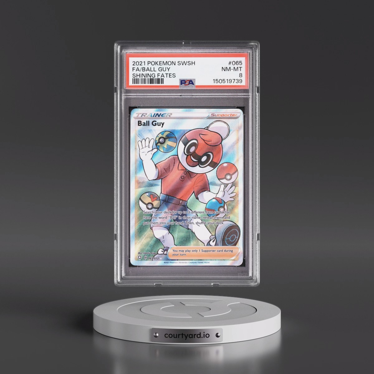 2021 Pokémon Sword & Shield Shining Fates #065 Ball Guy - Full Art (PSA 8 NM-MT)