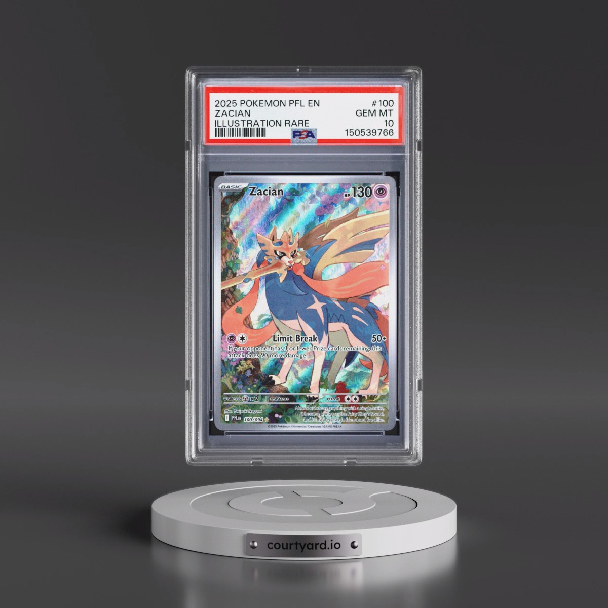 2025 Pokémon Pfl EN-Phantasmal Flames #100 Zacian - Illustration Rare (PSA 10 GEM MINT)