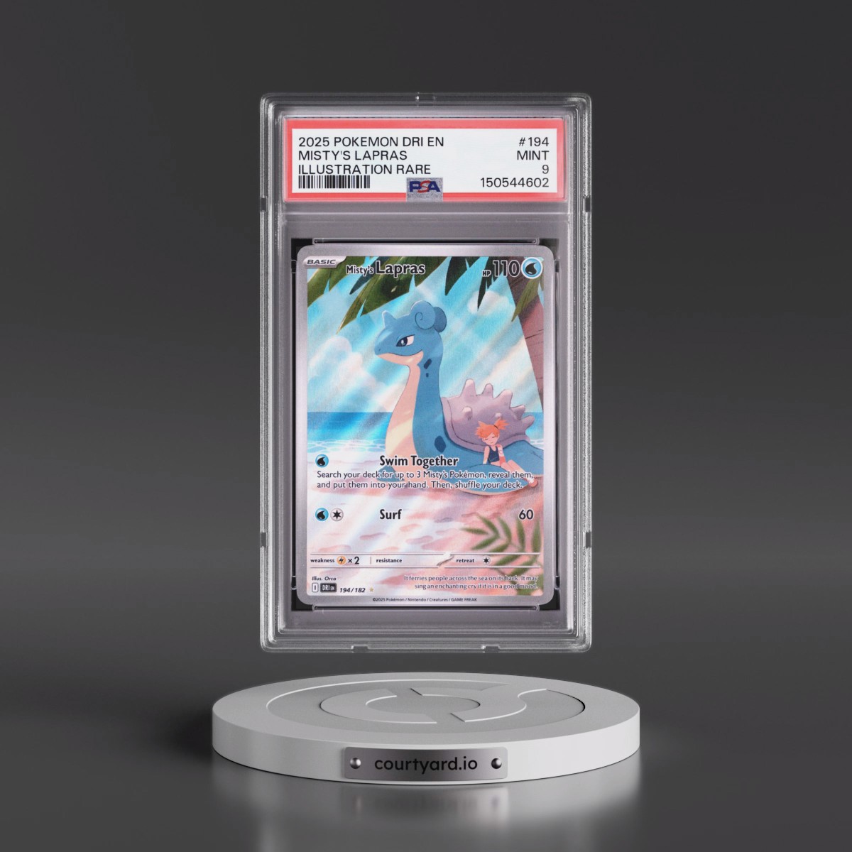 2025 Pokémon Dri EN-Destined Rivals #194 Misty's Lapras - Illustration Rare (PSA 9 MINT)