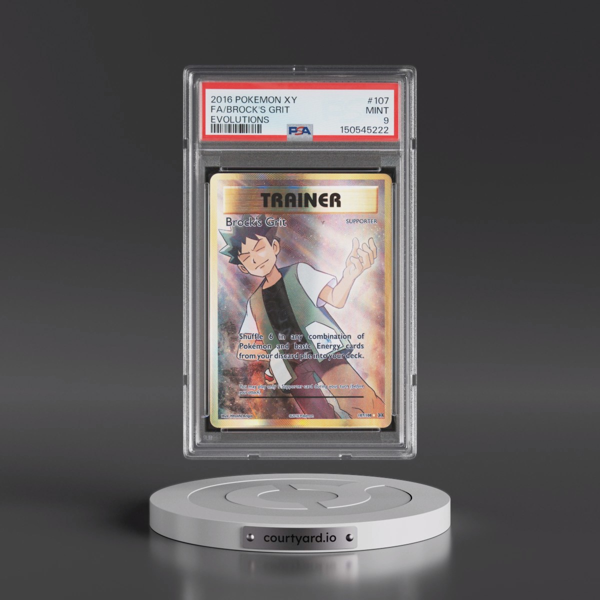2016 Pokémon XY Evolutions #107 Brock's Grit - Full Art (PSA 9 MINT)