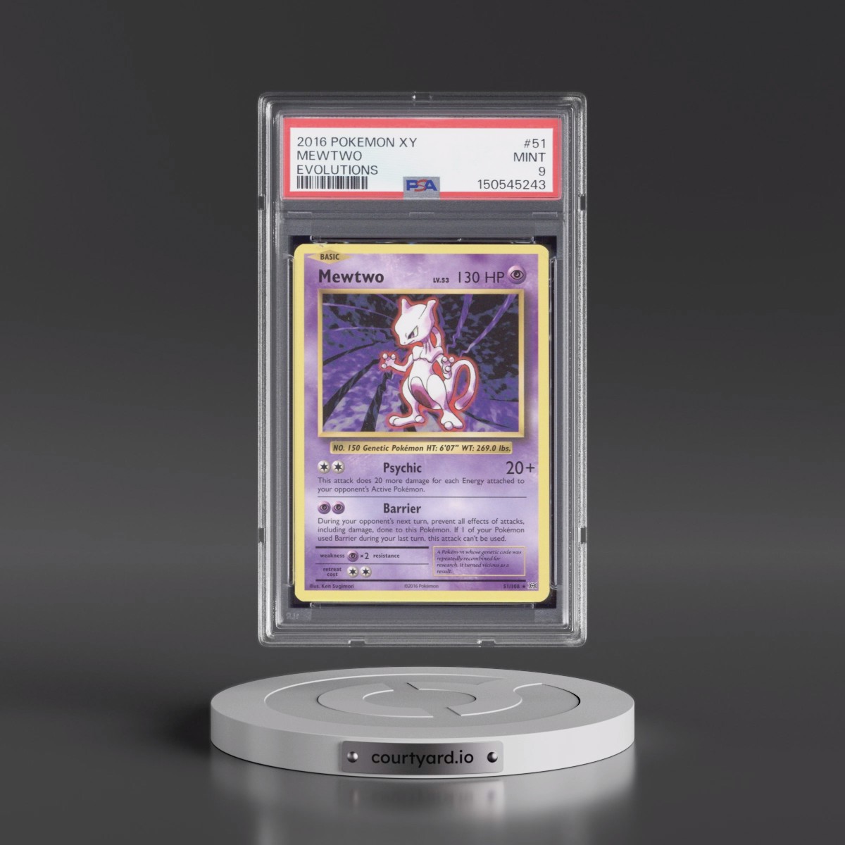 2016 Pokémon XY Evolutions #51 Mewtwo (PSA 9 MINT)