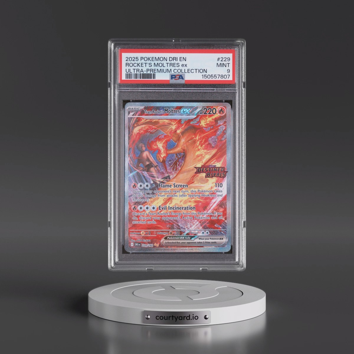 2025 Pokémon Dri EN-Destined Rivals #229 Team Rocket's Moltres EX - Holo Team Rocket's Moltres EX Ultra-Premium Collection (PSA 9 MINT)