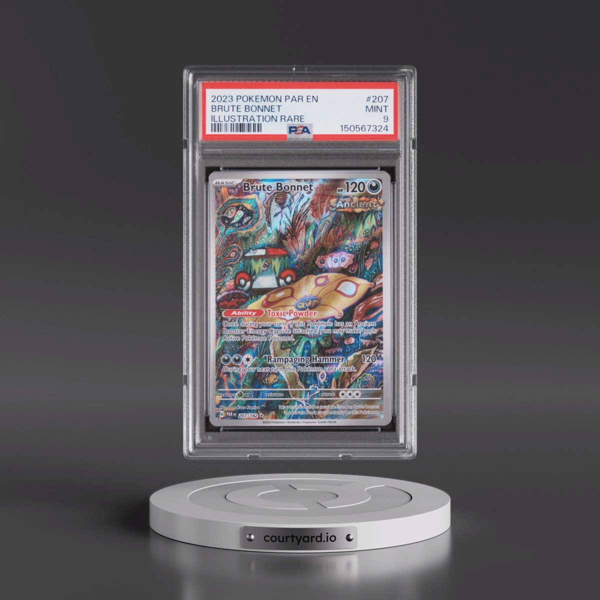 2023 Pokémon Par EN-Paradox Rift #207 Brute Bonnet - Illustration Rare (PSA 9 MINT)